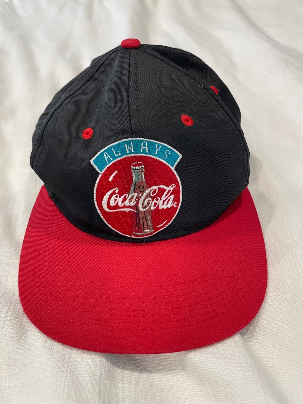 Vintage Coca Cola Black and Red Embroidered Hat